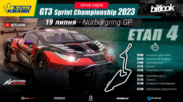 19 липня відбудеться четвертий етап чемпіонату KMAMK GT3 Sprint Championship 2023