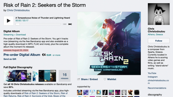 Доповнення Seekers of the Storm для Risk of Rain 2 може вийти наступного тижня